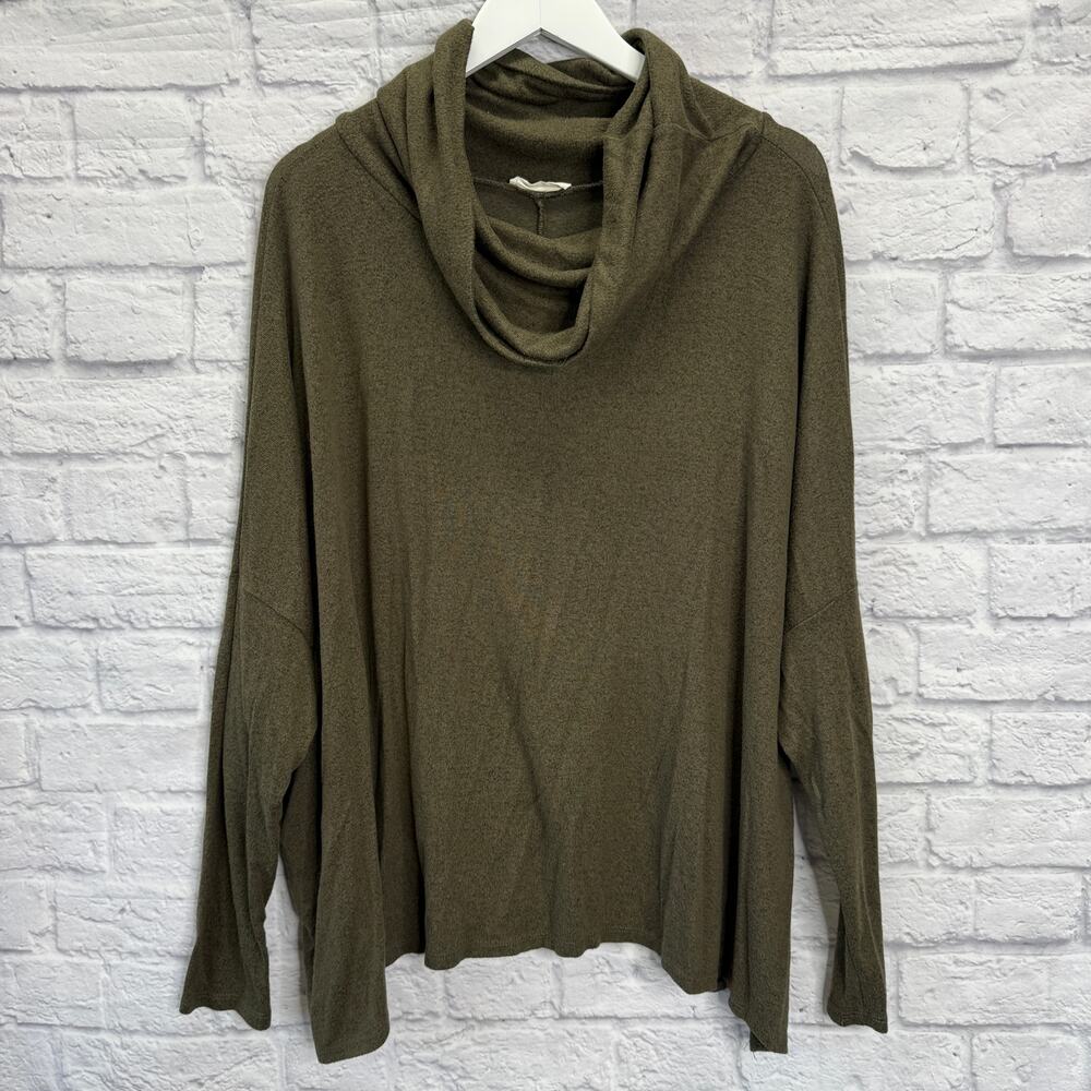 ee:some Womens Cowl Neck Knit Top Size L Heathered Green Tunic Loose Fit